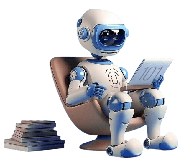 Illustration of a robot reading the KuberX plan document